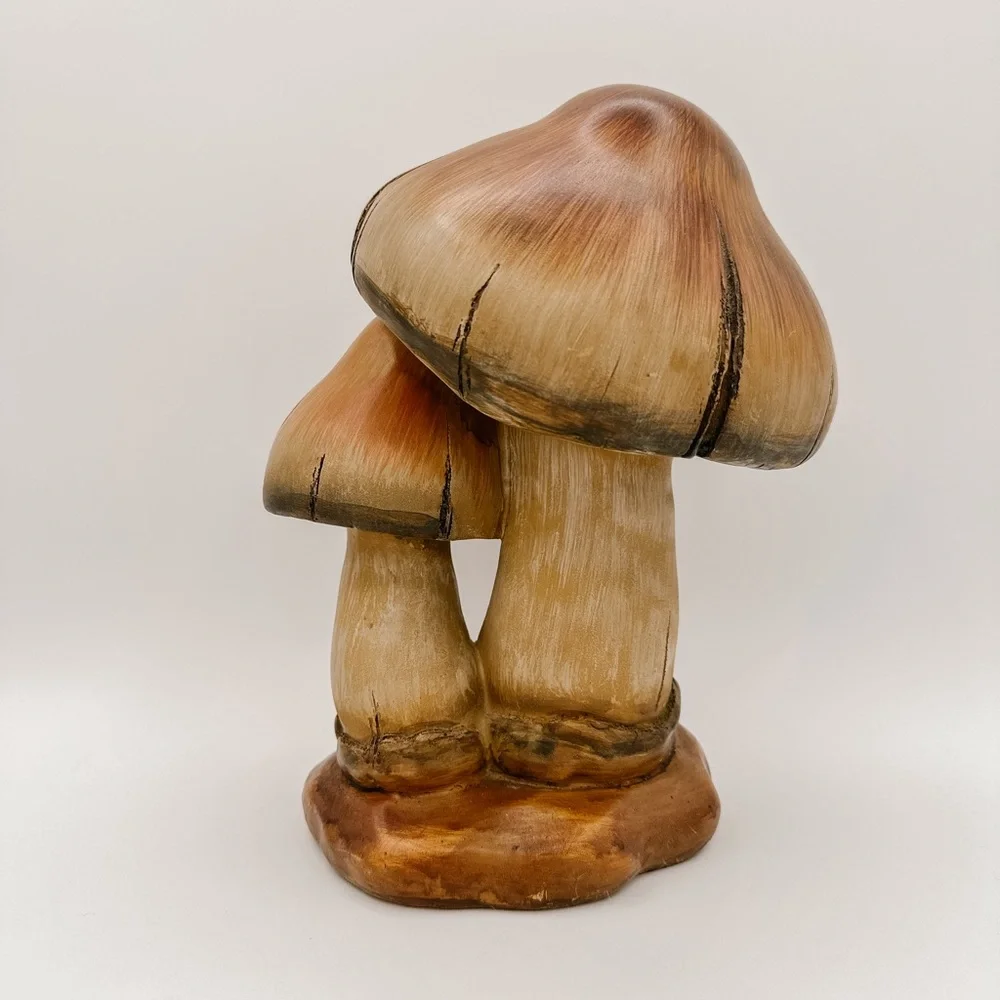 VINTAGE Faux Wood Mushroom Decor | Trending Earthy Interior Tabletop Shelf